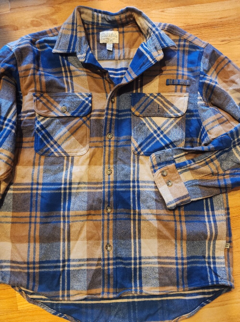 Men New Cabelas Thick Flannel Buttin Down Shirt L